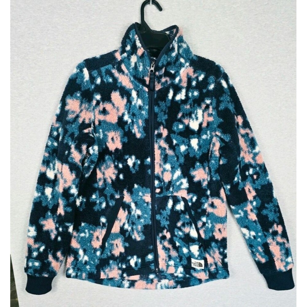 The North Face Women’s M Floral Fleece Full-Zip Jacket – Blue, pink & Cream